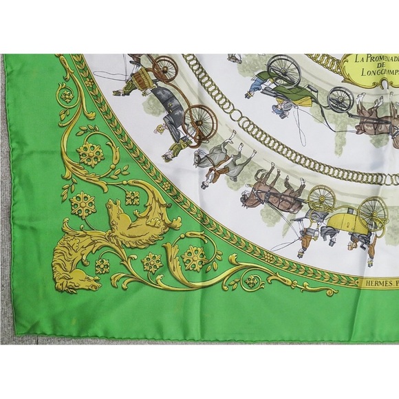 Hermes Silk Scarf in Vibrant Green - Picture 4 of 10